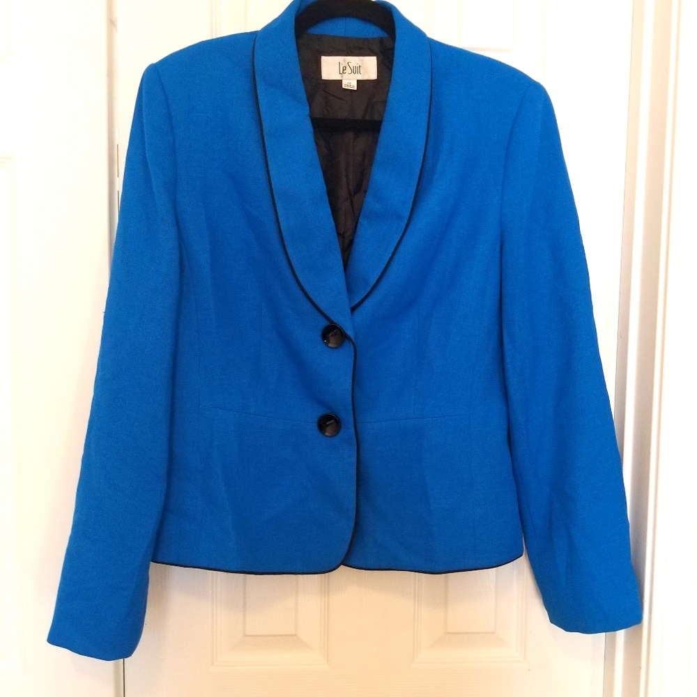 Le Suit Cobalt Blue Fully Lined Blazer